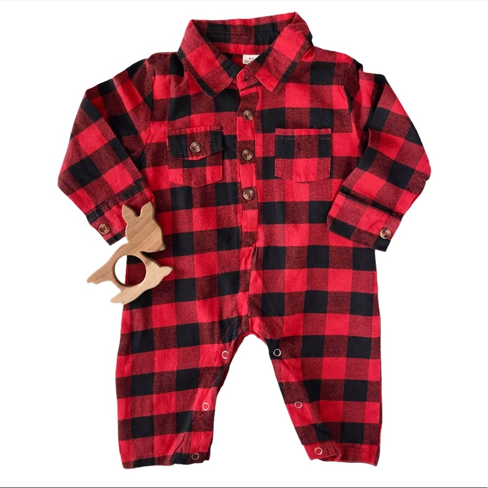 🦌 3/$20 Boys Toddler Buffalo Plaid Jumpsuit